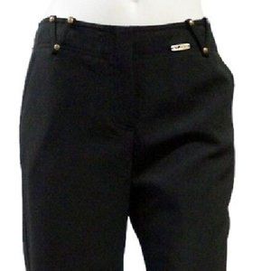 NEW St John Black Sport Caviar Calf Pants Trousers Small Capris 2 Cropped